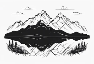 Simple fine line, inspired by the landscape of Scotland's mountains and lochs tattoo idea