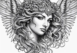 angel wings medusa tattoo idea