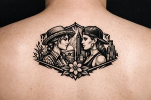 Black Country Mas presenting Girl from farmlands of North Florida to Black Mas presenting City girl of Metro Atlanta tattoo idea
