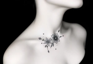 A medium tattoo including the Scorpio constellation , the Virgo constellation as well as the flowers associated with October & September into one thing tattoo idea