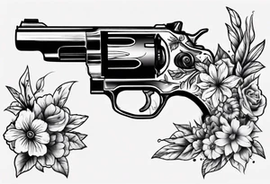 Gun with flowers sketch traditional styles tattoo idea