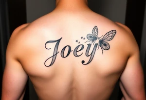 Ornamental tattoo with the name Joey incorporated into the linework, give it some bugs and make it a stencil for my leg tattoo idea