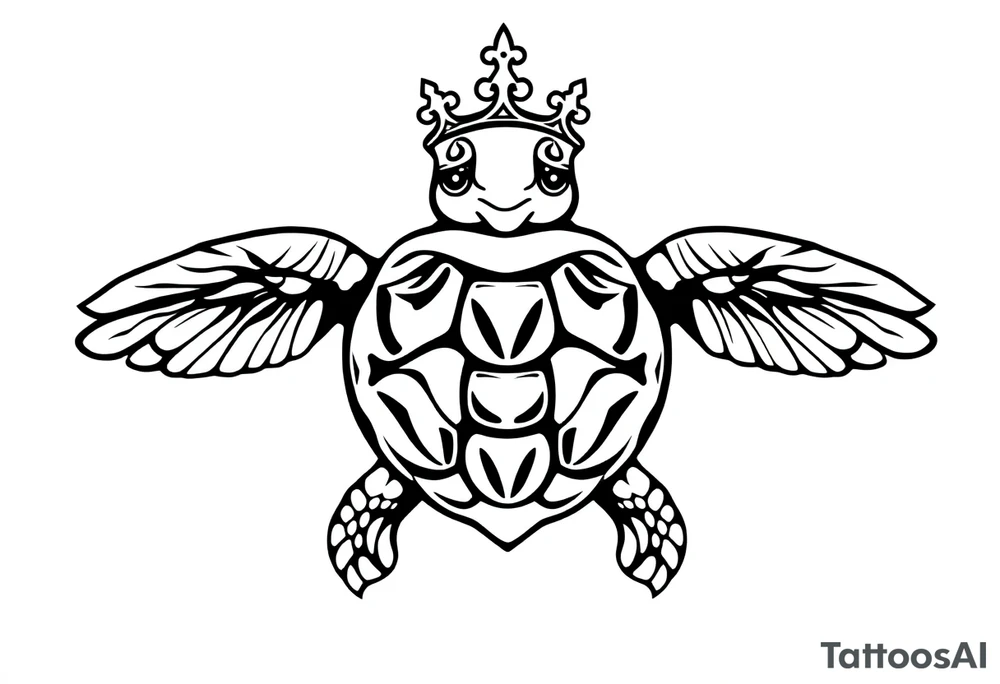 Turtle with crown tattoo idea