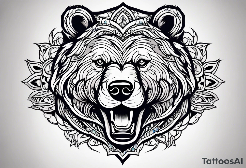 Bear head tattoo idea