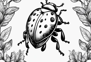 Ladybug sitting on an acorn tattoo idea