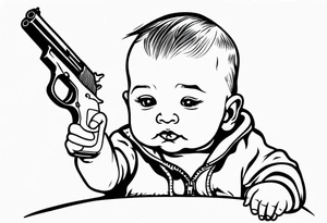 Baby tries to kill himself by pointing a gun at his own head tattoo idea