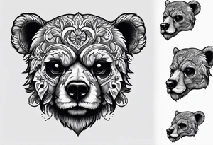 Got his skull bears head tattoo idea