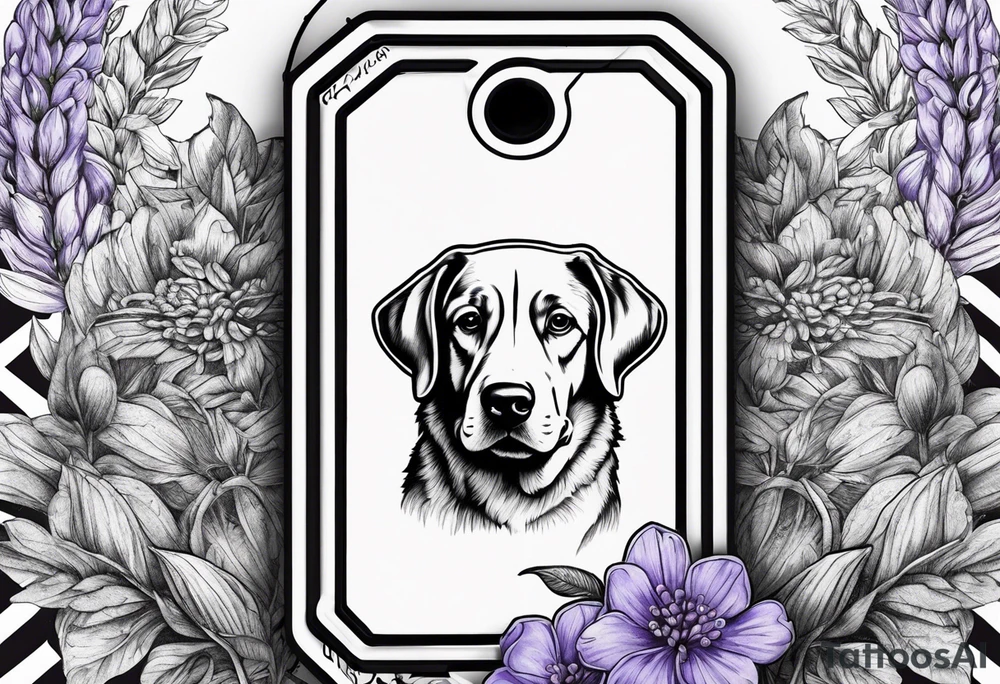 Dog tag lavender tattoo idea