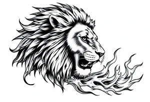 Lion in flame tattoo idea