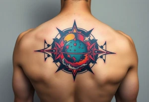 round tattoos with space theme tattoo idea