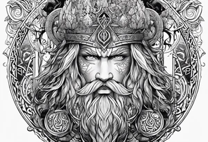 gods of Scandinavian mythology and runes tattoo idea