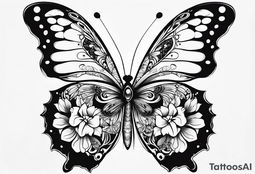 tattoo with 2 medium sized butterflies and the name keonne under it tattoo idea