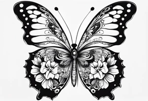 tattoo with 2 medium sized butterflies and the name keonne under it tattoo idea