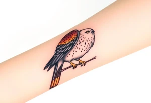 Sparrowhawk sitting on a branch tattoo idea