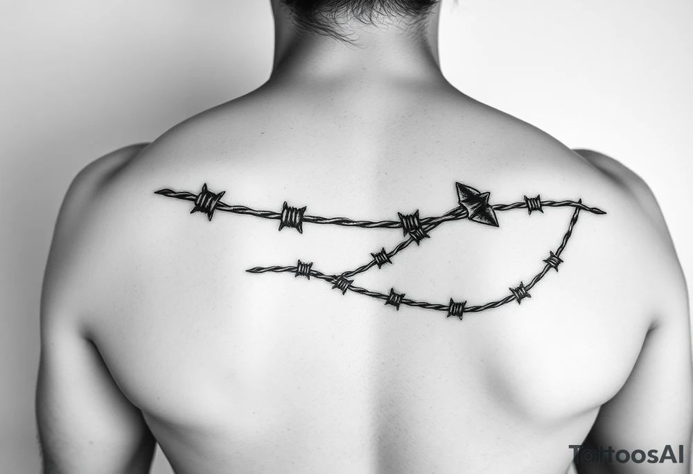 I want a barbed wire wraparound tattoo on my forearm that starts from my hand and goes around my arm to my bicep where it ends up coiling itself on the bicep. It should also have a part that looks like a chain which is breaking to representing breaking generational curses tattoo idea