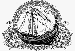 Viking longship, celtic rune compass, Yggdrasil tattoo idea