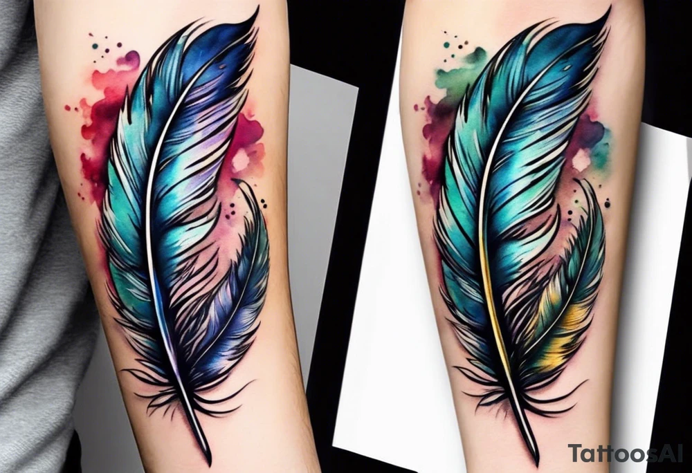 Small cute feather on wrist tattoo idea