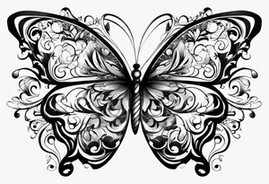 word N and S with butterfly tattoo idea