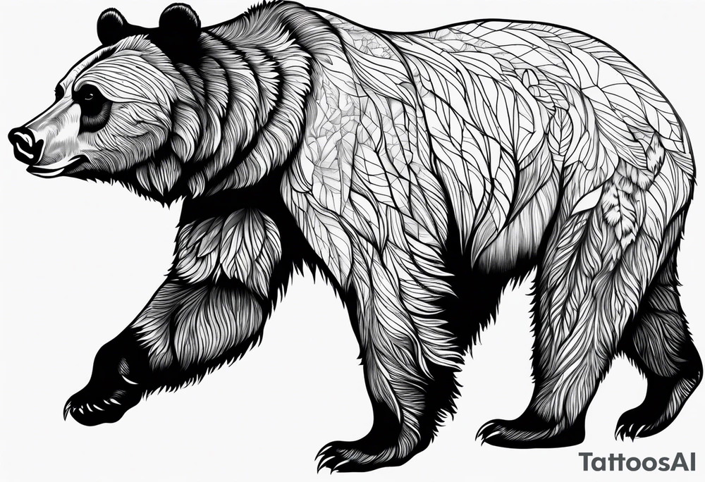 Grizzly bear full body tattoo idea