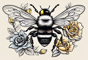 Harlow written in cursive and then a bumblebee flying off the end of the w at the end of the name tattoo idea