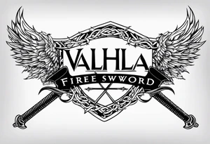 Valhalla fire sword shield barbed wire tattoo idea