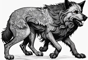 Harry Potter Werewolf and black dog standing side by side tattoo idea