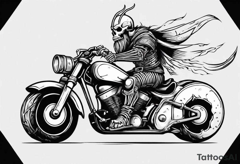 Skeleton with a viking helmet riding motorcycle tattoo idea Skeleton with a viking helmet riding motorcycle tattoo idea