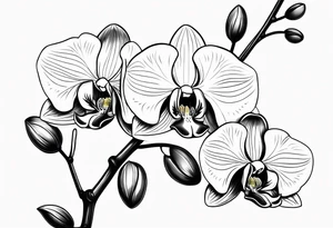 vertical minimal design with 
orchids tattoo idea