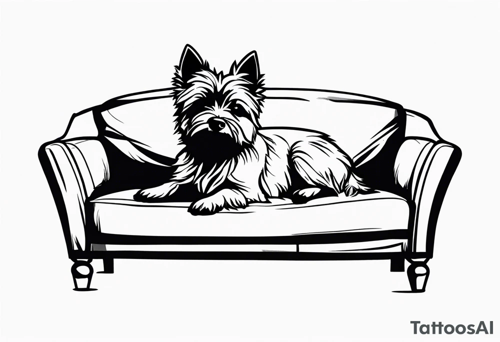 small cairn terrier laying on couch tattoo idea