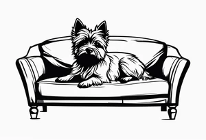 small cairn terrier laying on couch tattoo idea