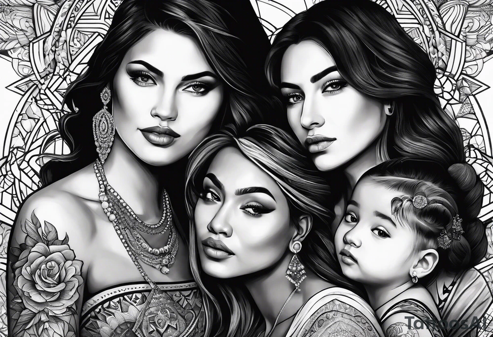 Three women side by side. Daughter on the left, mother in the middle, grandmother on the right. tattoo idea