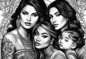 Three women side by side. Daughter on the left, mother in the middle, grandmother on the right. tattoo idea