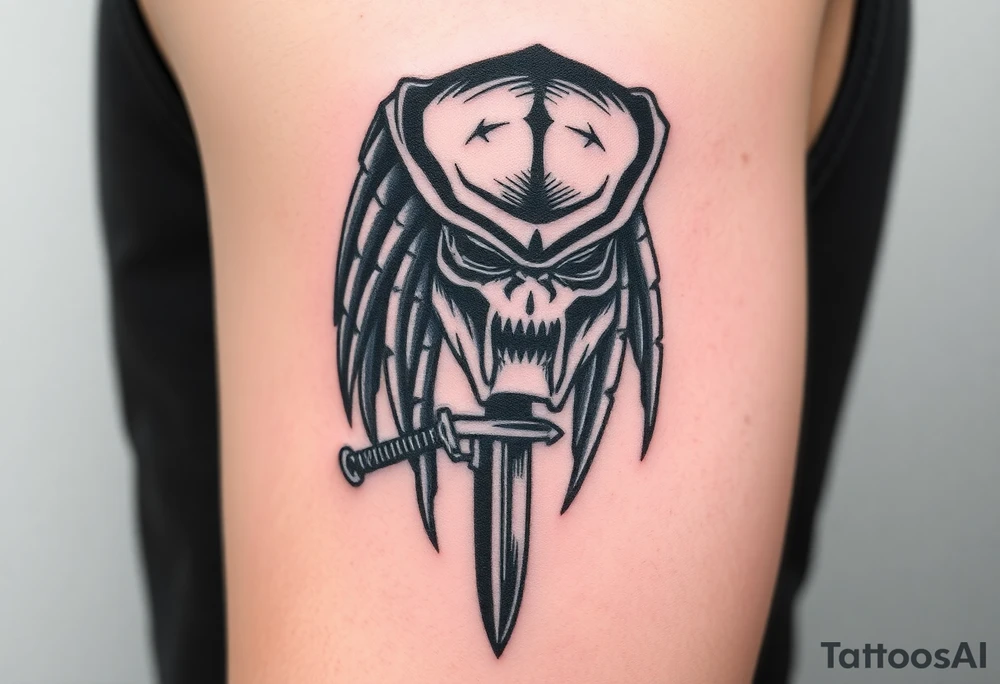 Predator mark from the movie Predator with a m9 bayonet tattoo idea