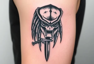 Predator mark from the movie Predator with a m9 bayonet tattoo idea
