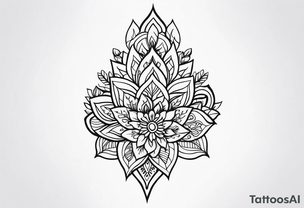 Single needle Thai henna tattoo idea