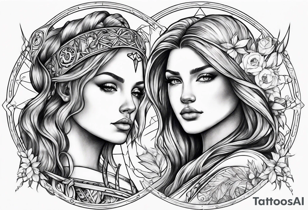 Virgo and Sagittarius zodiac signs tattoo idea