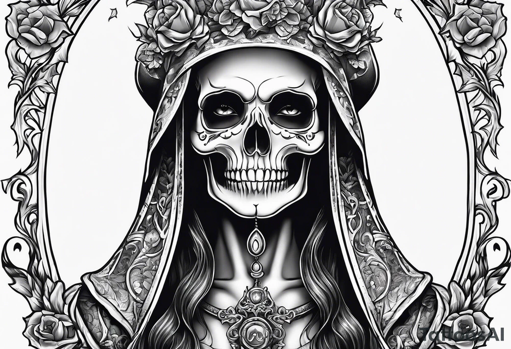 lady skeleton grim reaper satan tattoo idea