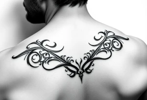 tribal open letter scroll tattoo idea