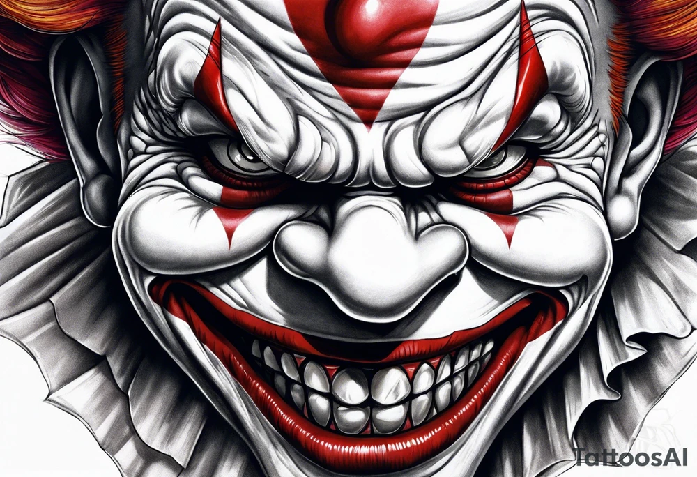Evil clown close up tattoo idea