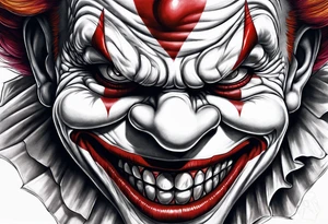 Evil clown close up tattoo idea