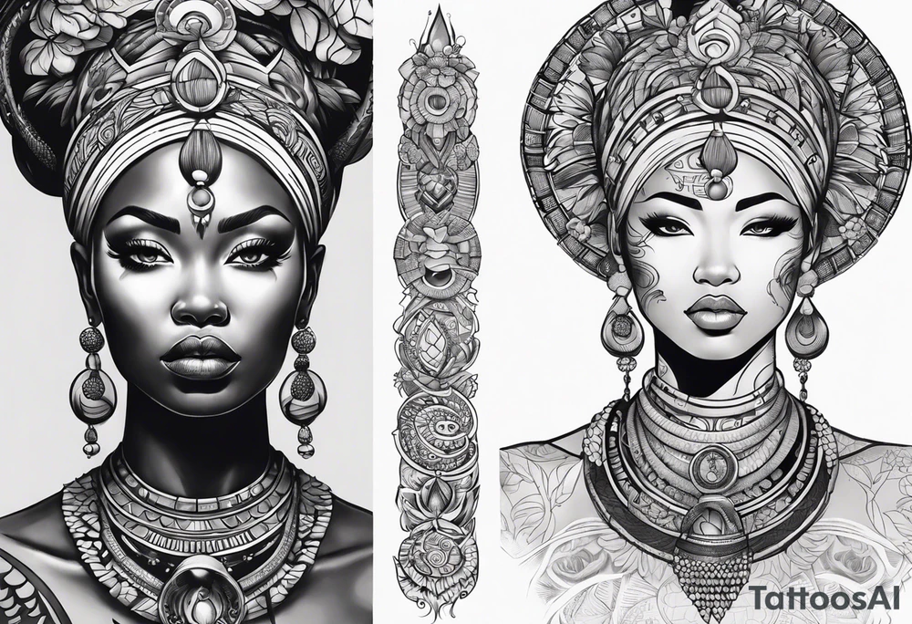 African goddess Japanese traditional style full sleeve tattoo tattoo idea