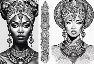 African goddess Japanese traditional style full sleeve tattoo tattoo idea