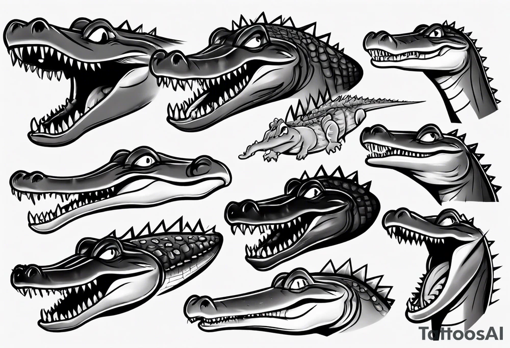 cartoon crocodile crying tattoo idea