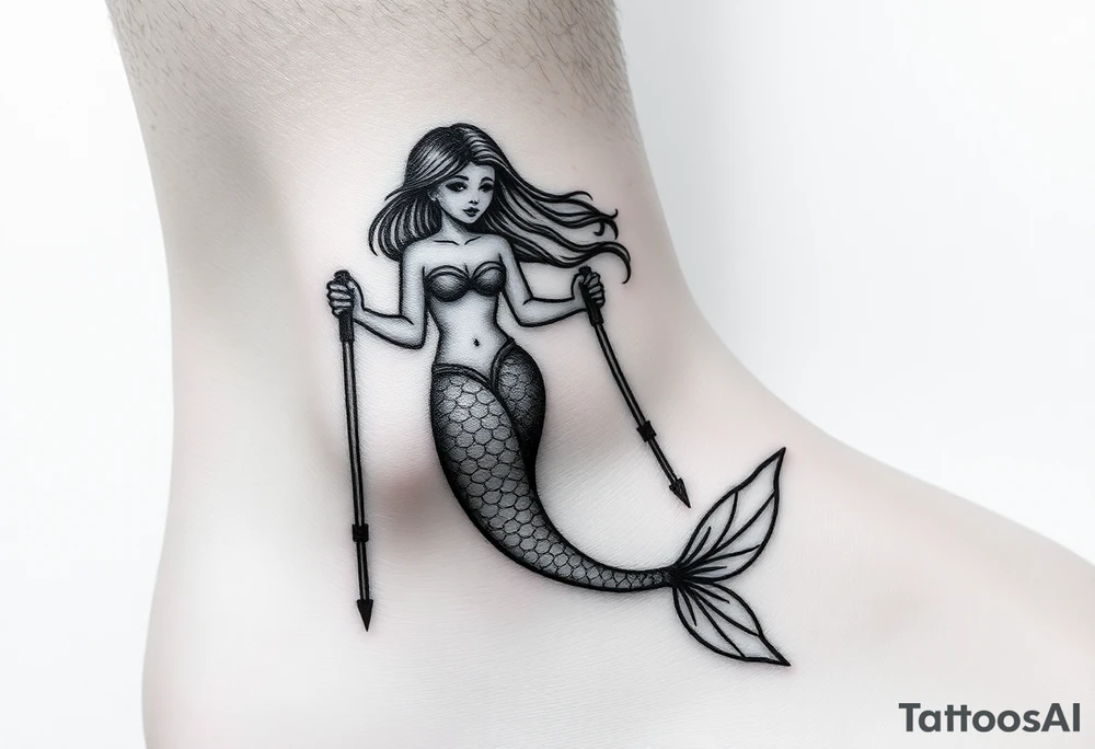 Mermaid with crutches tattoo idea