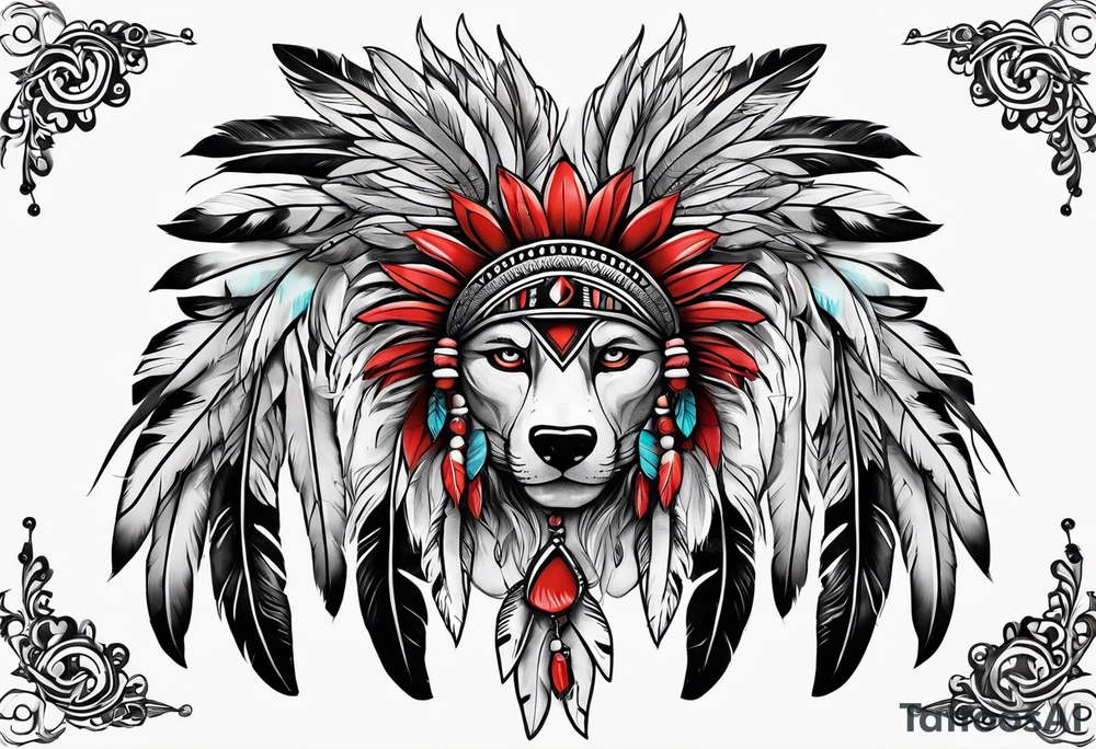 Little featherd Indians, with a little accents, most black and white. tattoo idea