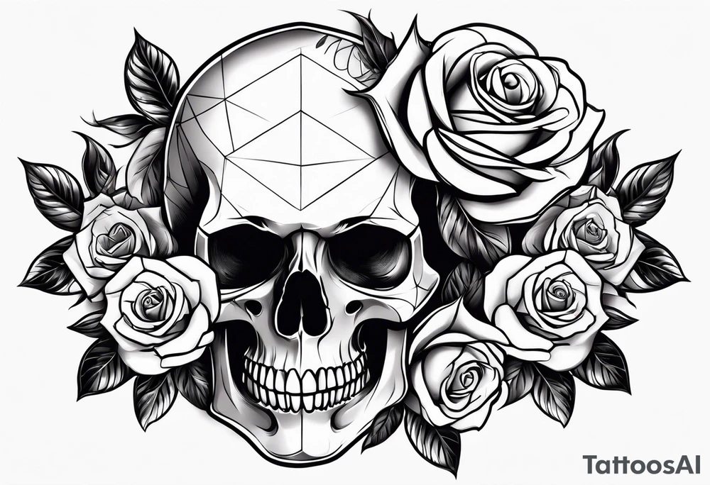 skull and roses tattoo idea