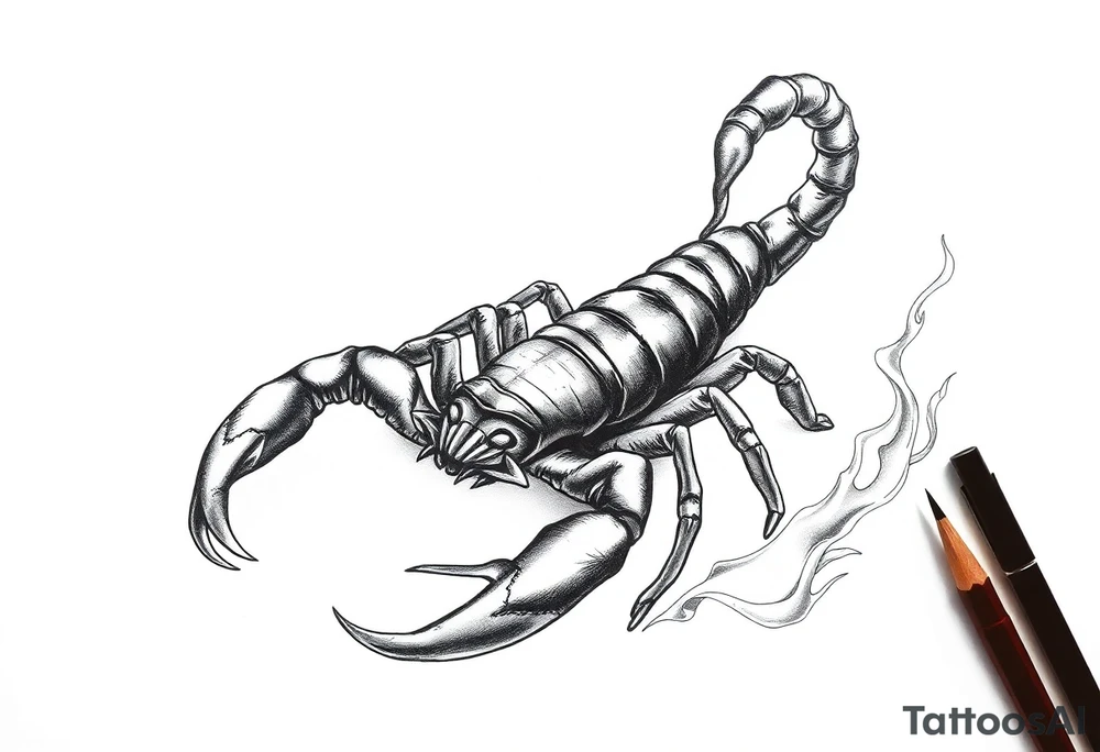 scorpion in flammes tattoo idea