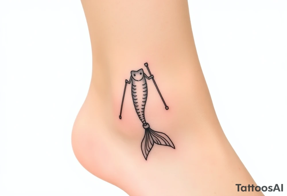 Mermaid tail with crutches tattoo idea