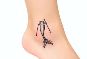 Mermaid tail with crutches tattoo idea