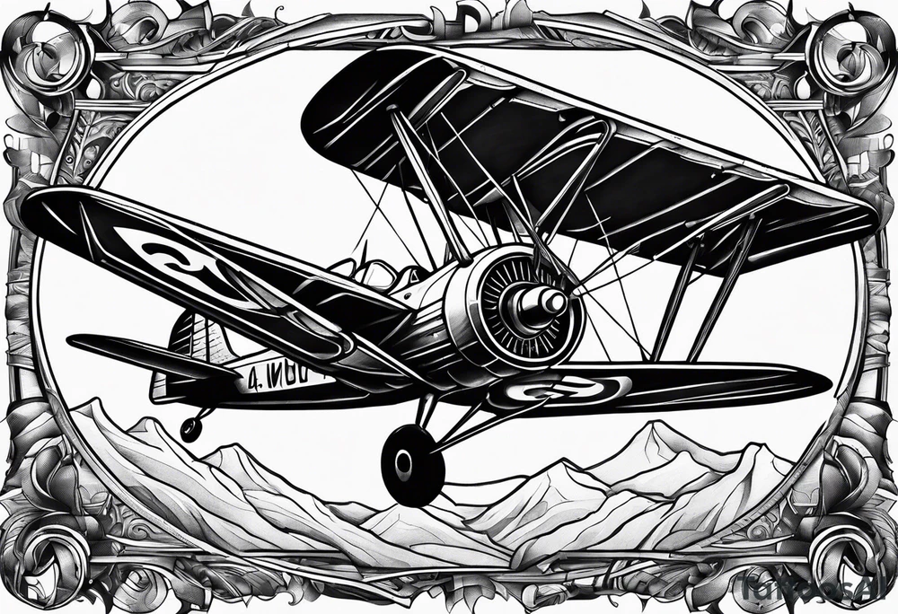 sketch of adventure plane in perspective from the bottom tattoo idea
